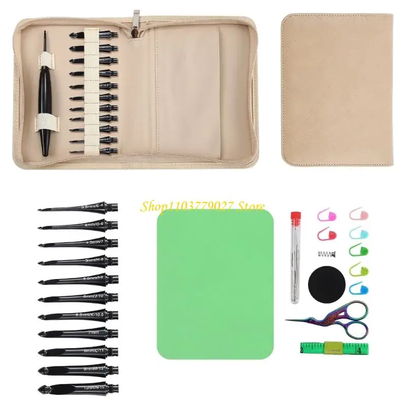 

C4DF Aluminum Crochet Hook Set with 11 Interchangeable Tip Ergonomic Crochet Needle