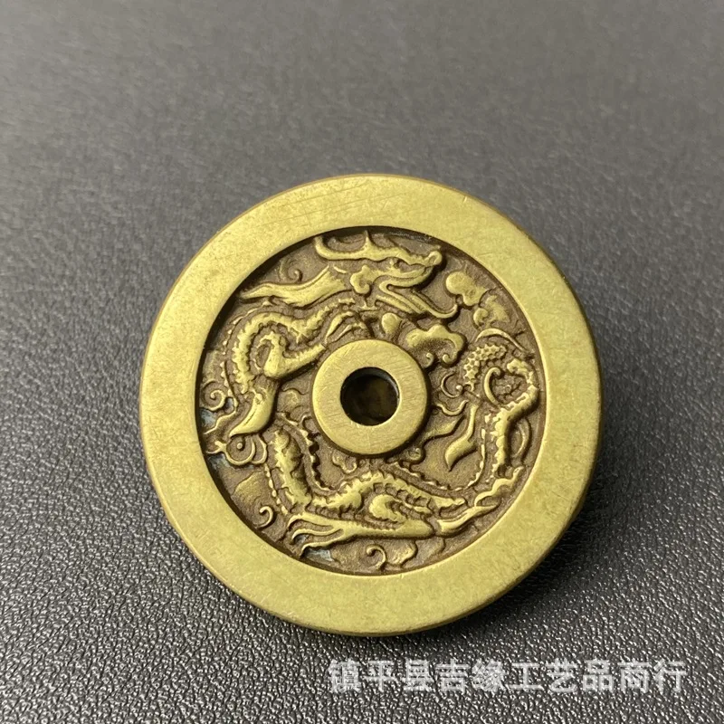 Wholesale Two Pieces Price Yellow Thickened Dragon and Phoenix Money Spend Good Luck Coins Jiyu Money round Hole Pendant Money P