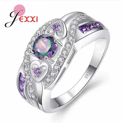 Big Promotion Colorful CZ 925 Sterling Silver Rings Size 6 7 8 9 10 11 12 13 For Women Fashion Jewelry Party Gift Wholesale