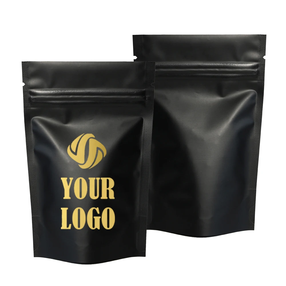 Low MOQ Personalized Promotional Logo Ziplock Foil Pouch  Smell Proof Stand Up Coffee  Zipper Lock Custom Printed Mylar Bags