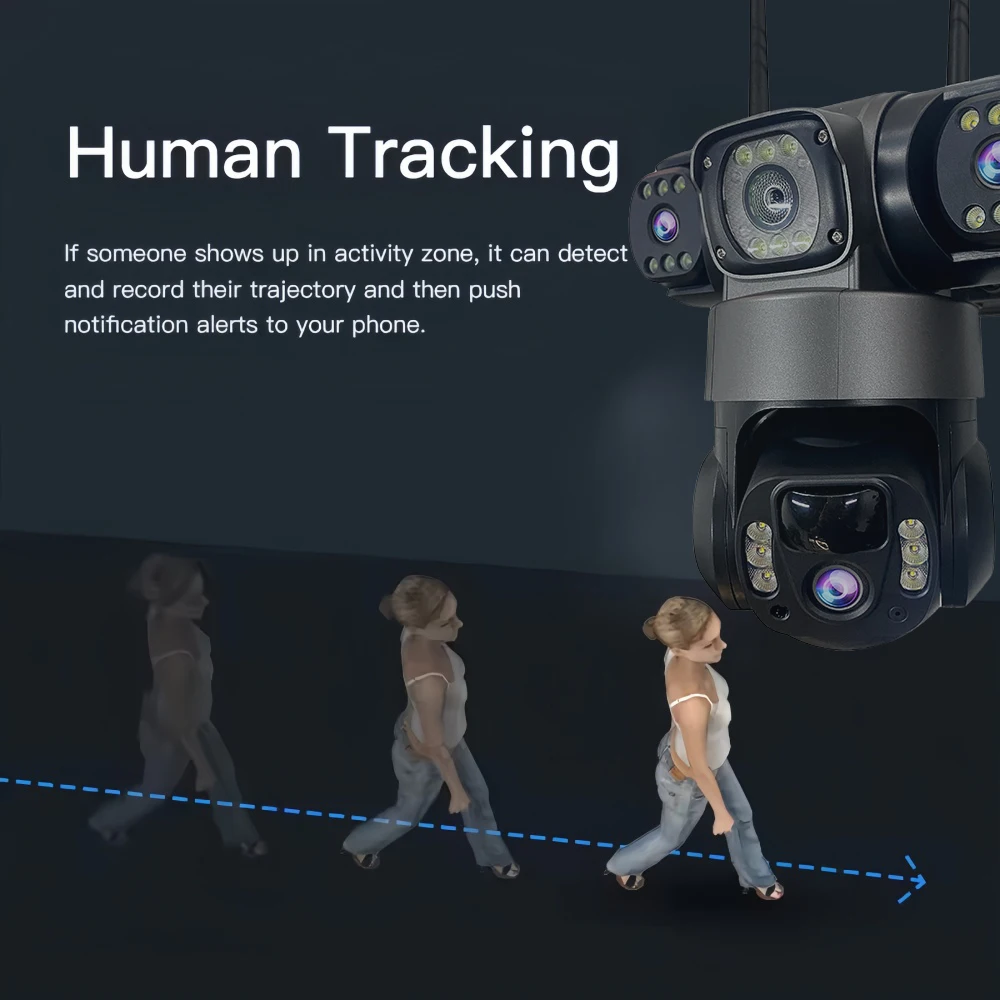 Outdoor 4G IP Security Camera 360° Field of View Solar Camera 15MP Night Vision PIR Motion Detection Pan Tilt Two-way Call CCTV image 5