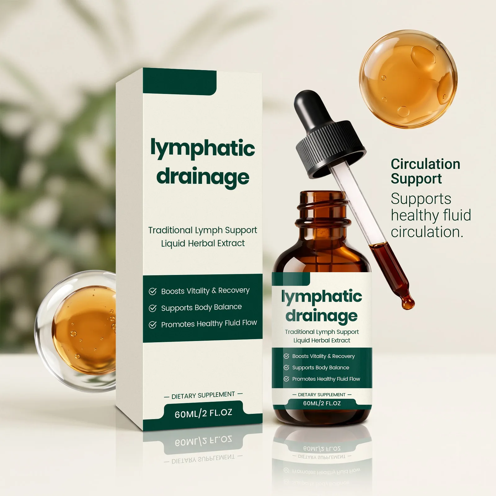 Herbal Lymphatic Drainage Drops Lymph Detox Boost Metabolism Reduce Puffiness Body Cleanse Supplement