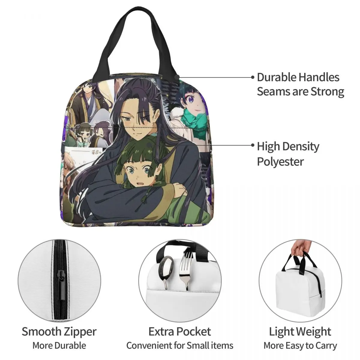 يوميات الصيدلية Maomao معزول حقيبة الغداء للأطفال مدرسة برودة صندوق طعام حراري حمل صناديق الغداء المحمولة الحاويات