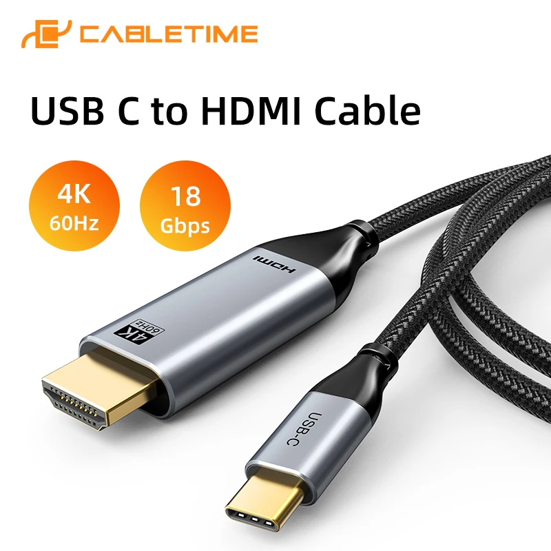

CABLETIME USB Type C to HDMI-compatible Cable 4K 60Hz Adapter USB C HDMI Thunderbolt 3 for Samsung Huawei Book pro USB-C C029