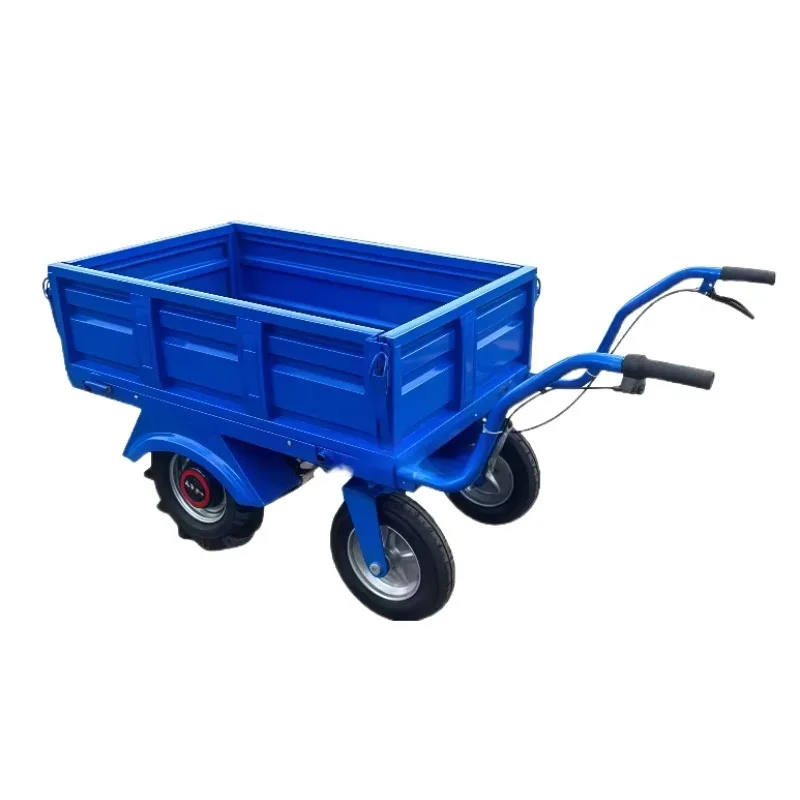 Four-wheeled Handcart with A Bucket Agricultural Transport Vehicle Climbs Steep Slopes for Orchard Transport