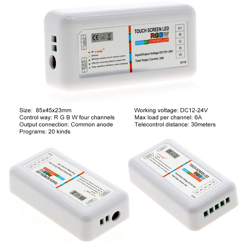 RGBW / RGB LED Controler Touch Screen 2.4G DC12-24V 18A Remote Controller Channel For RGB + CCT LED Strip Wireless