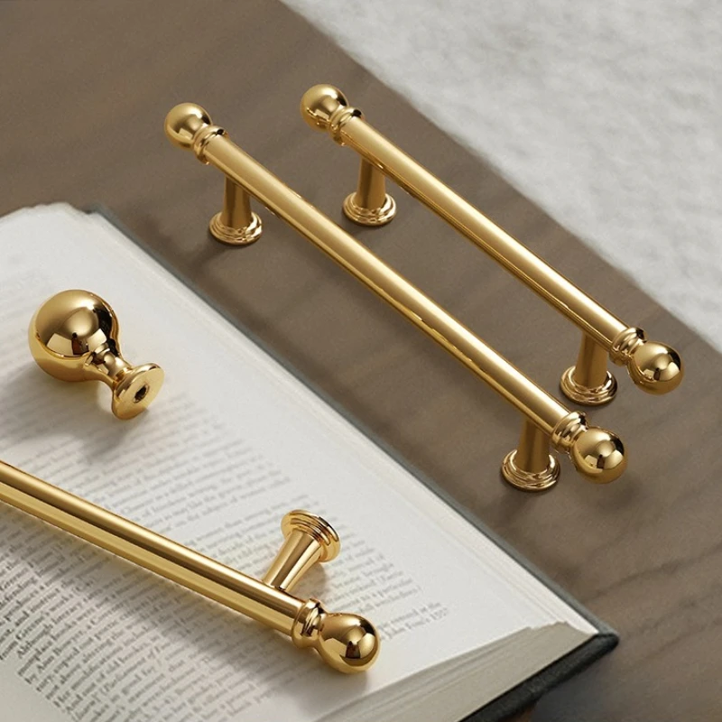 Guangluo Luxury Cabinet Door Handles, French-style Cabinet And Drawer Single-hole Knobs, Electroplated Gold Pulls, Furniture Acc