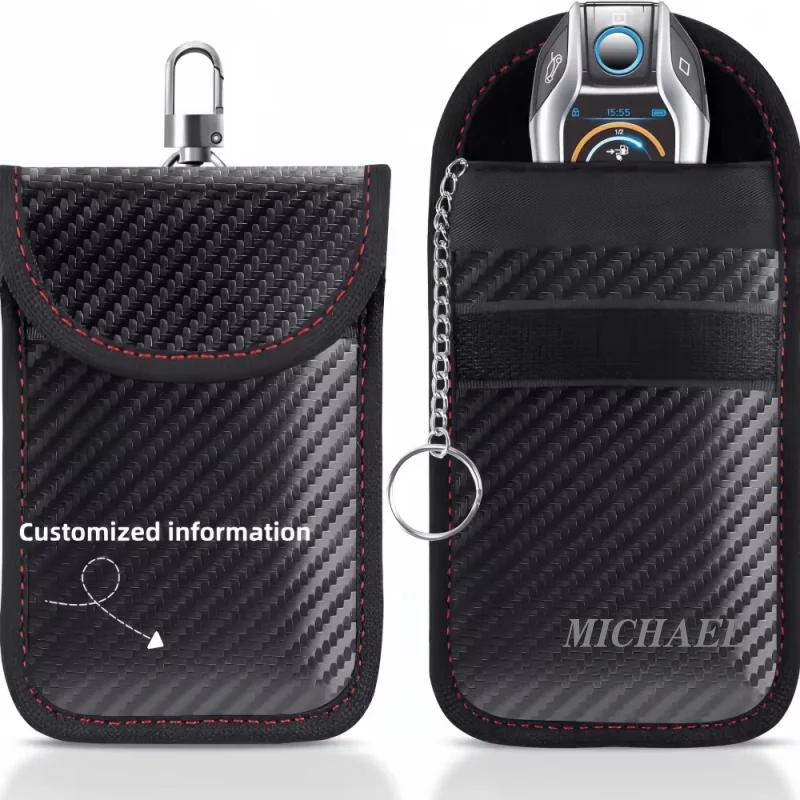 Personalized Customized Car Key Bag Signal Blocking RFID Pouch Anti-Theft Remote Protector for Vehicle Security