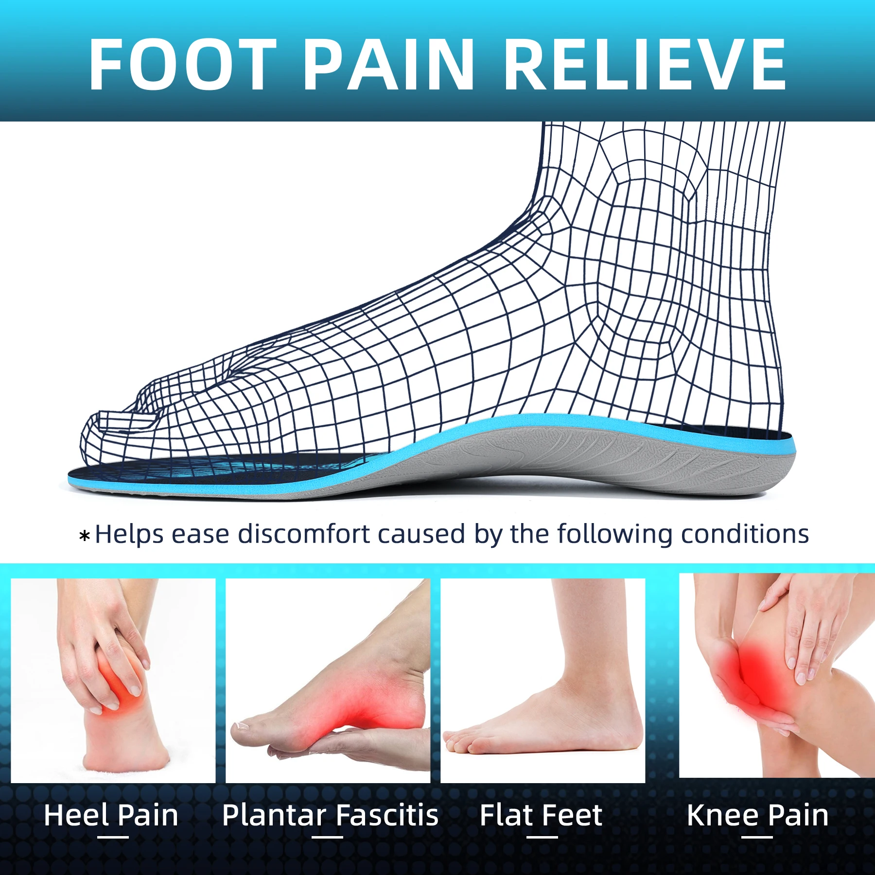 Arch Support Insoles | Multi-Layer Design for Plantar Fasciitis | Durable & Anti-Slip