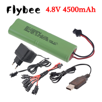 4.8v 4500mah NiMH Battery + Charger Sets For Rc toys Cars Tanks Robots Guns 4*AA 4.8v Rechargeable Battery Pack for RC Boats