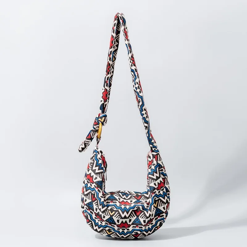 Uxst 2025 Hot Selling New Ethnic Style Wave Bag Women's Shoulder Bag Bohemian Style Commuting Canvas Bag Women Handbags  Purses