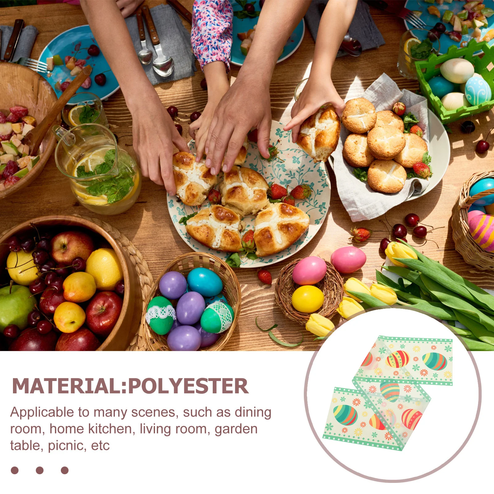 

Easter Table Runner with Easter Eggs Pattern Spring Festival Table Cover Decorative Tablecloth for Home Dining Party