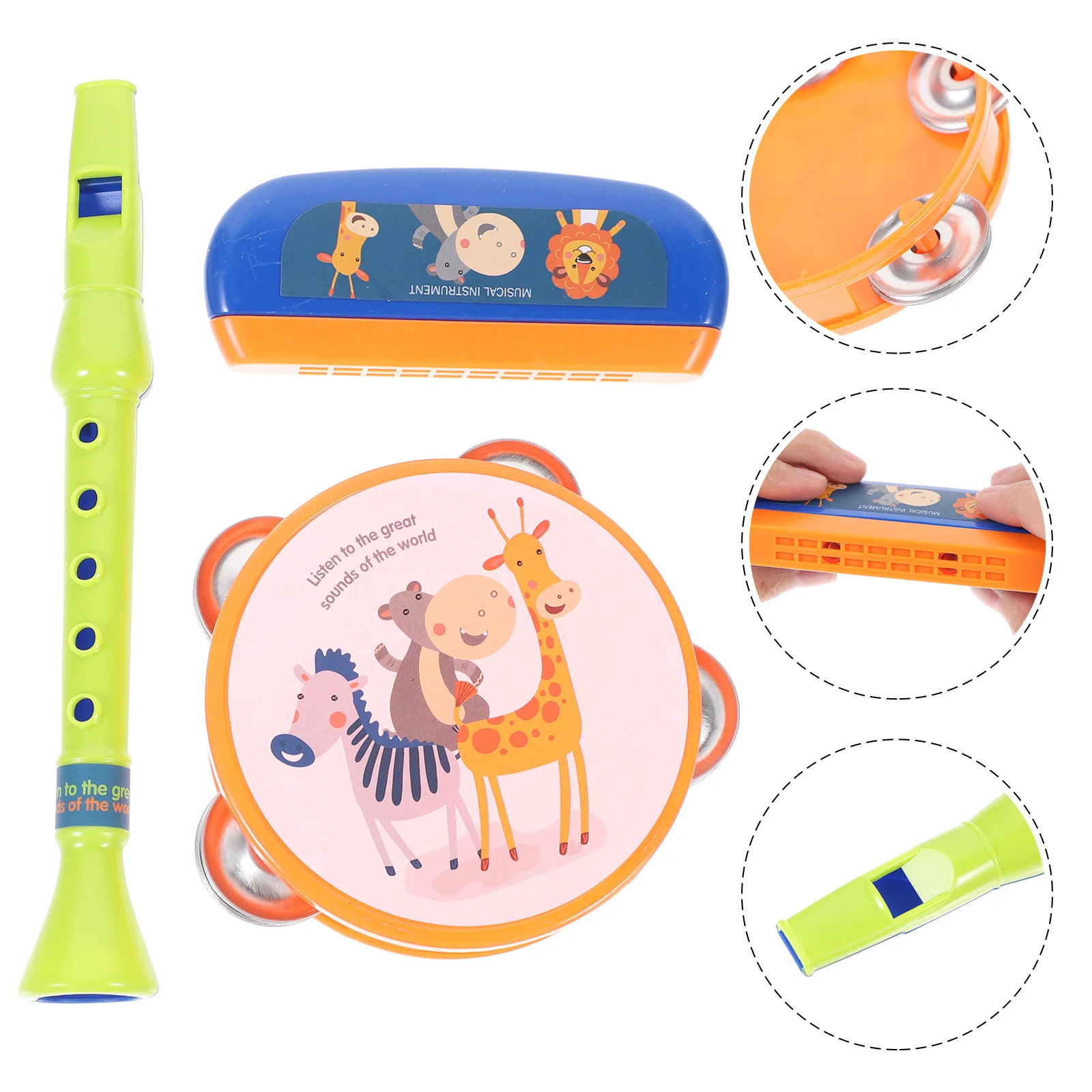 Musical Toy Set Plaything Education Kids Instruments Harmonica Clarinet Hand Drum Educational Children