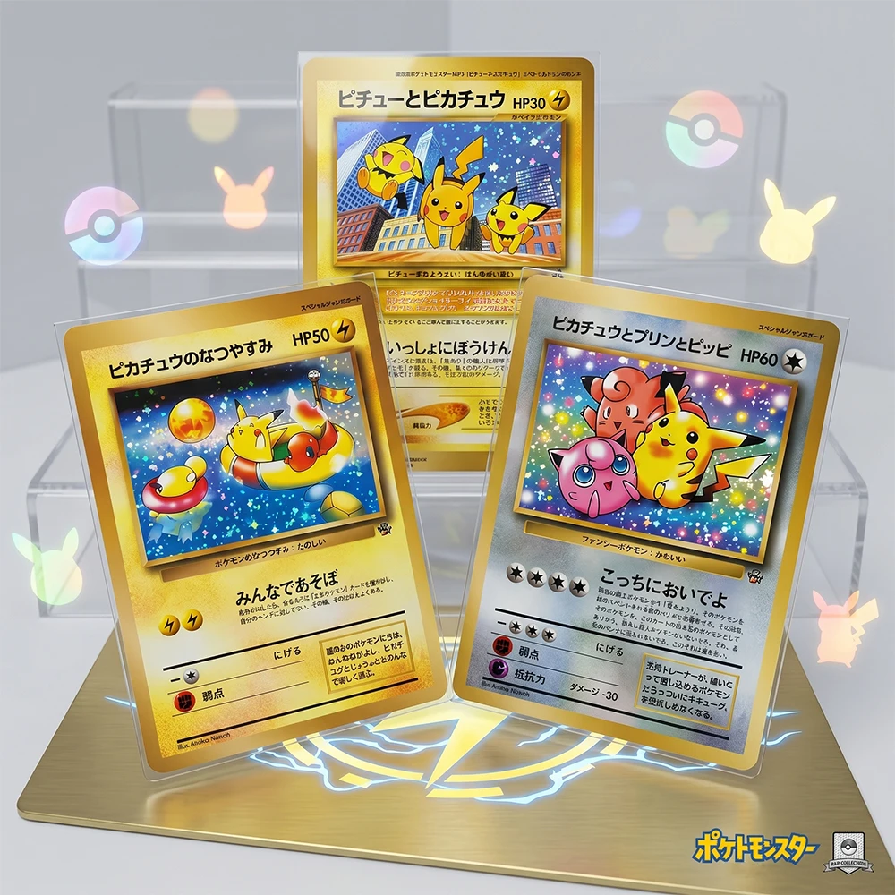 3-teiliges Anime DIY Proxy PTCG Sammelkarten-Set: Jigglypuff, Glumanda, Holo-Flash-Karten, Sammelkarten-Geschenk für Hobbyisten