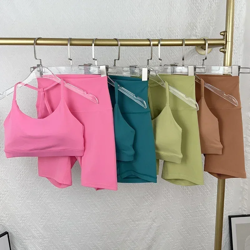 

Женские шорты для йоги из 2 предметов, спортивный костюм, жилет для йоги, шорты с высокой талией, быстросохнущие, удобные, эластичные, спортивная одежда для бега и тренировок ️