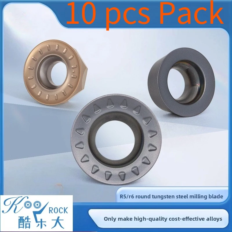 

10pcs R5/R6/R8 Carbide Round Insert Milling Cutter, Versatile for Steel & Stainless Steel, Radius Milling and Chamfering