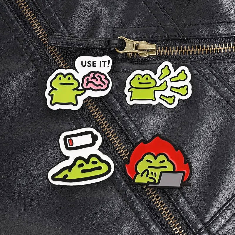 Angry Work Frog With Laptop And Flames Enamel Pin, Frustrated Office Frog Brooch For Stressed Employees And Casual Style