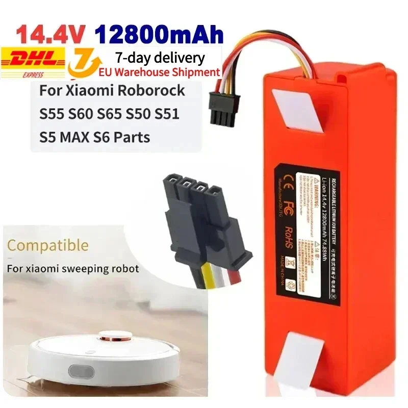12800mAh 14,4V Roborock S50 Akku BRR 2P4S 5200D Original-Akku für Xiaomi Robot Roborock S50 S51 S55 T60 Zubehör Ersatzteil