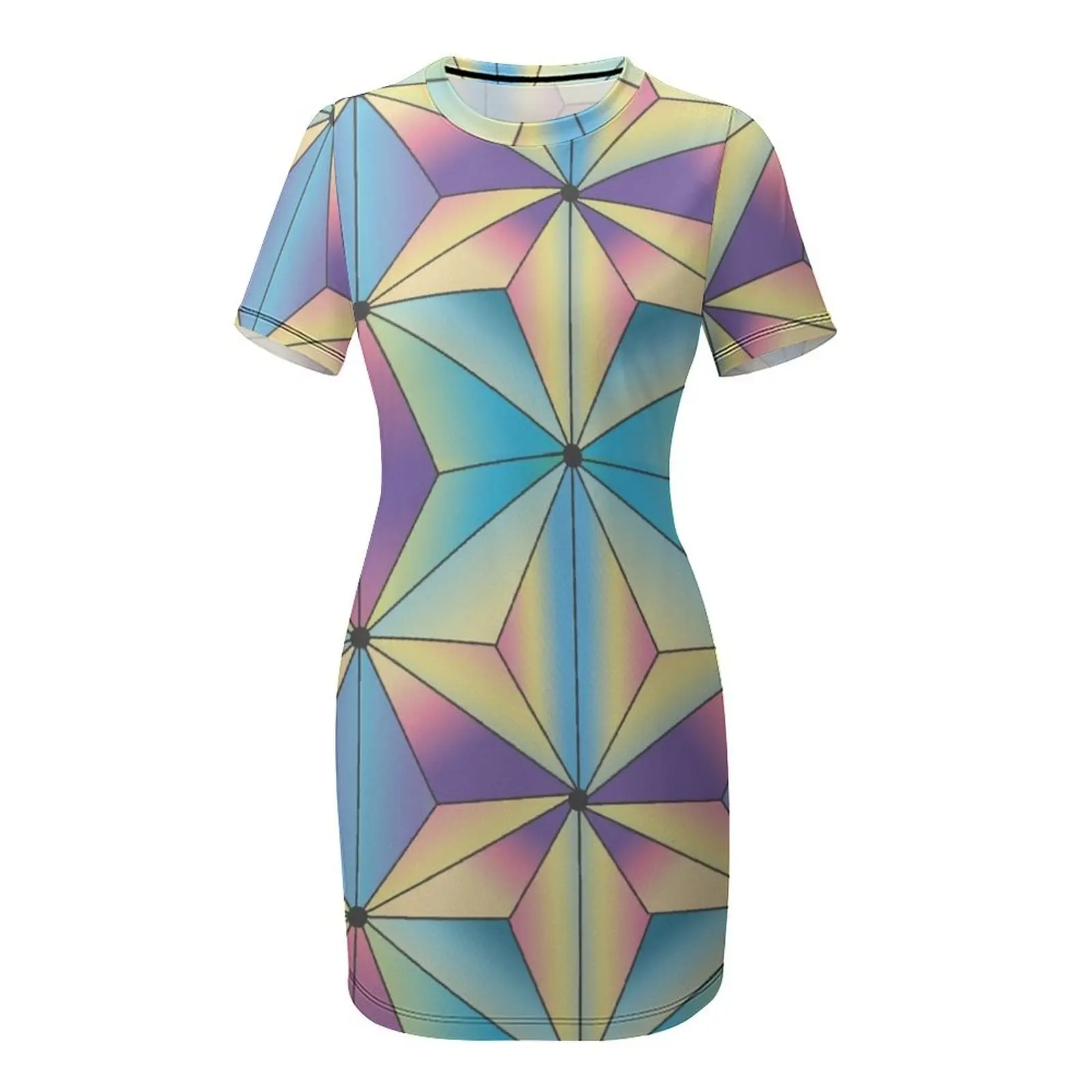 ชุดเดรสแขนสั้นลายเรขาคณิตลายเรือยานอวกาศสีม่วงสำหรับงานราตรีหรูหราปี 2025 ชุดราตรีงานพรอม ชุดเดรสยาว