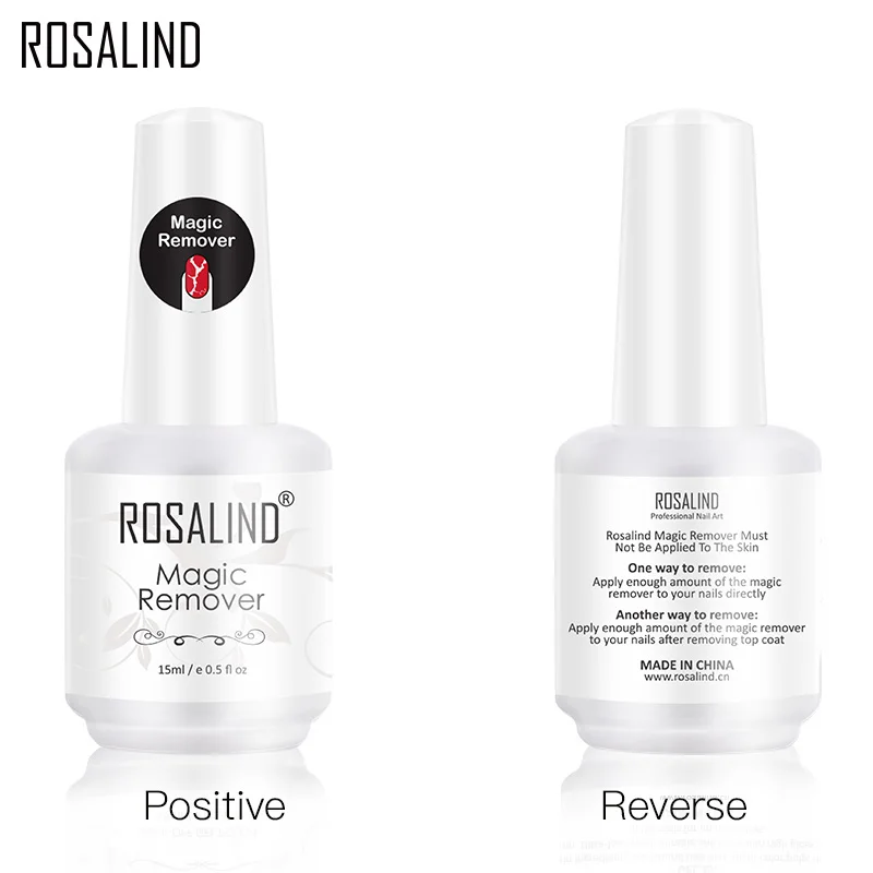 ROSALIND Magic Remover Nail Gel Polish Fast Clean Within 2-3 MINS Soak Off Gel Nail Polish Top Coat Nail Remover