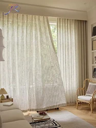 Linen Blackout Custom Mori Style Simple Solid Color Beige Linen Sheer Curtain for Home Living Room House Decoration