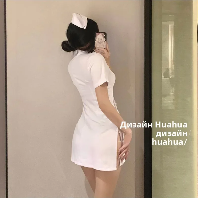 Floral Plus Size Cosplay Sexy Krankenschwester Rollenspiel Spwear Cute ort Dr Damen Home Kleidung V-ne ort Sve Four Seasons