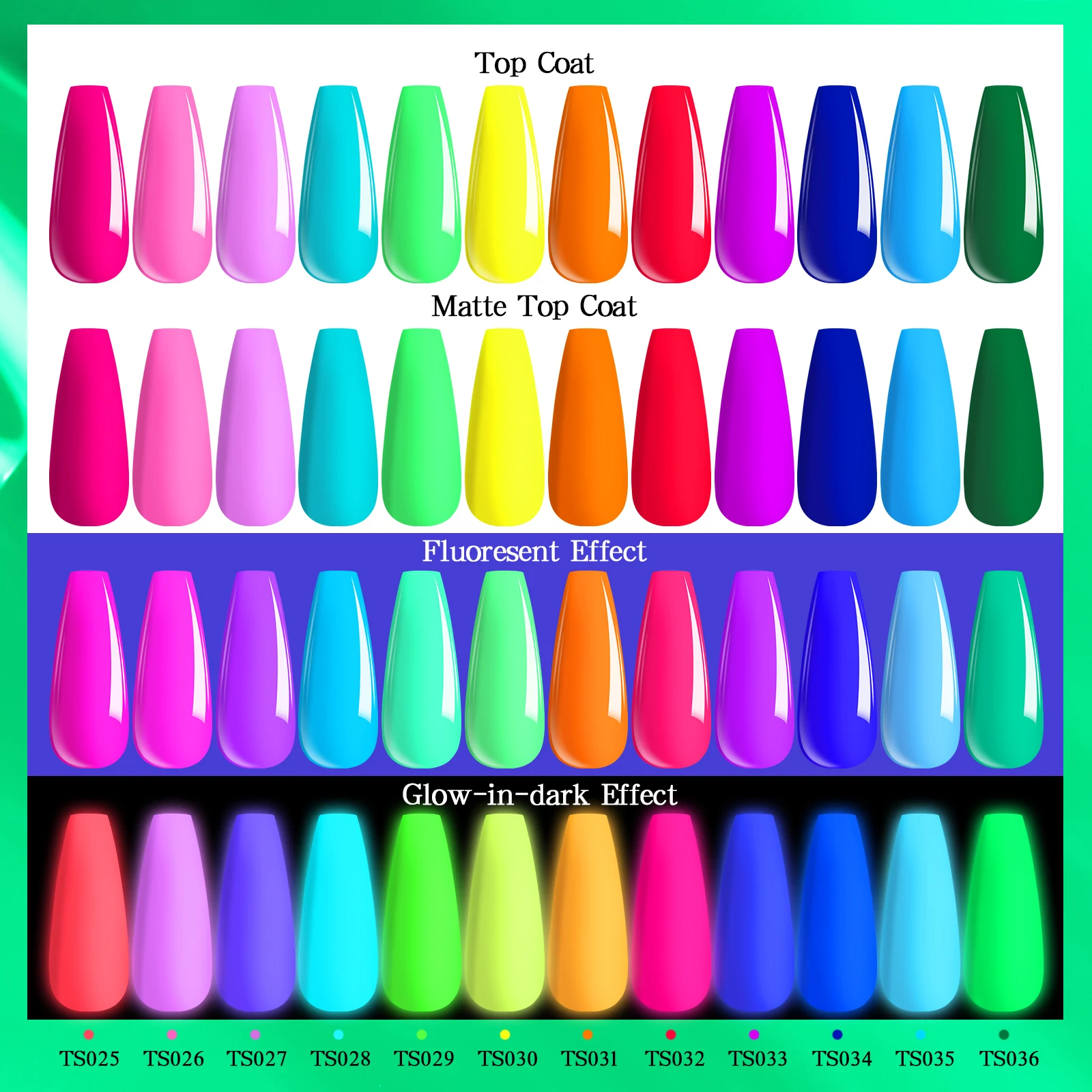12 Colors Neon Fluorescent Glow in the Dark Gel Nail Polish Removable Glow in the Dark Neon UV/LED Gel Varnish for Nail Salon