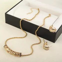Hawaiian Design Black Enamel Accent Long Barrel Necklace with Rope Chain Classic Floral Earrings Island Jewelry Set