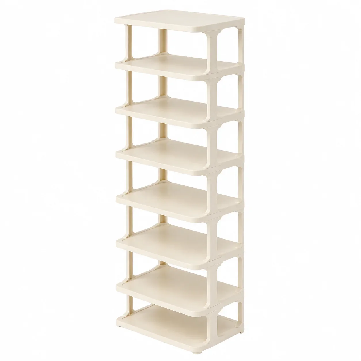 Sturdy Multi-Layer Plastic Shoe Rack Space Saving Entryway Organizer for Home Dorm Small Apartment Entrance Storage Beige-8Tier