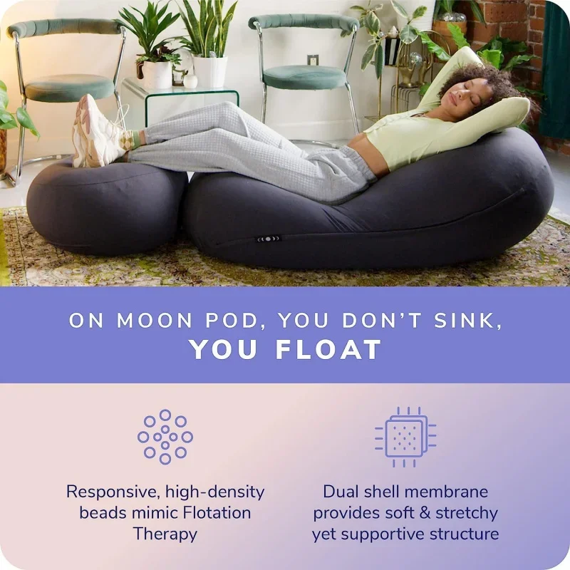 Lunar Lift Footrest Bean Bag Chair - 20 x 8 Zero-Gravity Micro-Bead Stuffed Stress, Relaxation & Comfort Circulati