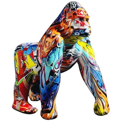 

Creative Decoration Painted Colorful Gorilla Creative Crafts Home Entrance Wine Cabinet TV Cabinet Decoration Gift
