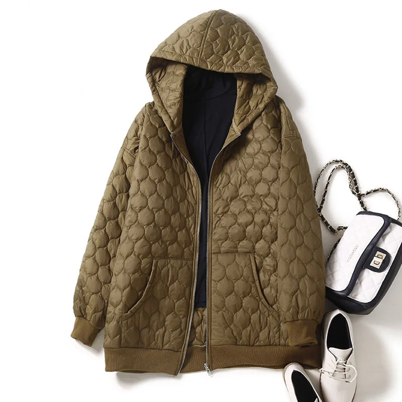 

Women Casual Loose Hooded Cardigan Long Sleeved Cotton Padded Jacket Female Parka Outwear Overcoat Autumn Winter Fashion Parkas