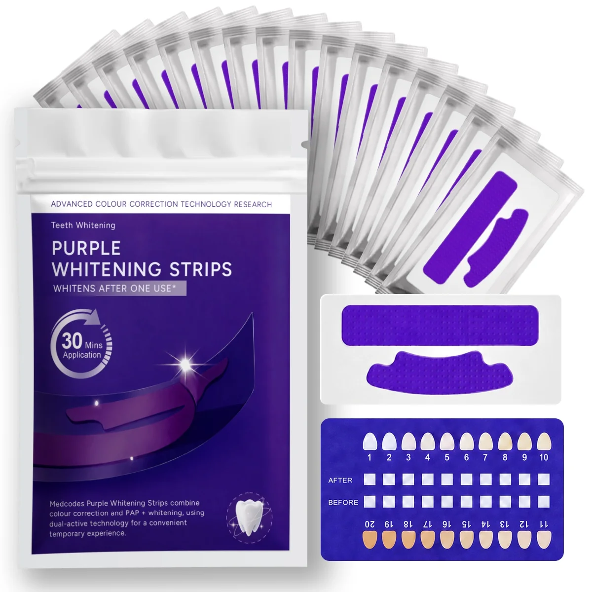 7 pairs Teeth Whitening Strips for Whiter-Looking Smile, Flexible Tooth Strips Easy to Apply for Daily Cosmetic Care