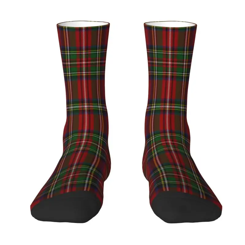 Calcetines de vestir a cuadros de tartán real para hombre, calcetín Unisex, transpirable, cálido, estampado 3D, clásico, Gingham, Cool