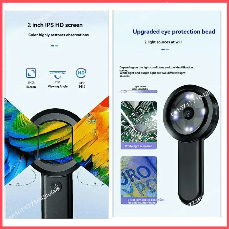 

B52C USB Charging 100X Reading Loupe With 8 LED Light Rechargeable Portable Magnifier 2 Lighting Modes For Seniors Reading