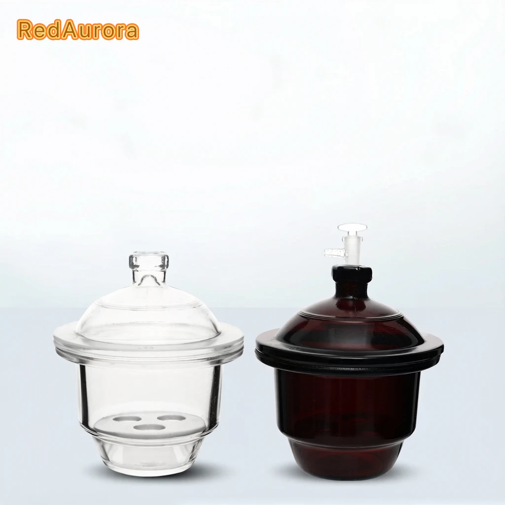 120mm Vacuum/Normal Desiccator Transparent / Brown Glass with Ground - In Stopcock Porcelain Plate Lab Drying Equipment-HUAOU