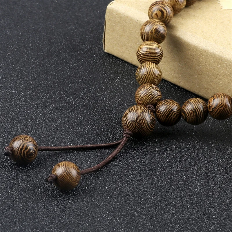 Multilayer 108 Wood Beads Bracelet 8mm Tibetan Buddhist Mala Buddha Charm Rosary Prayer Beaded Bracelets For Women Men Jewelry