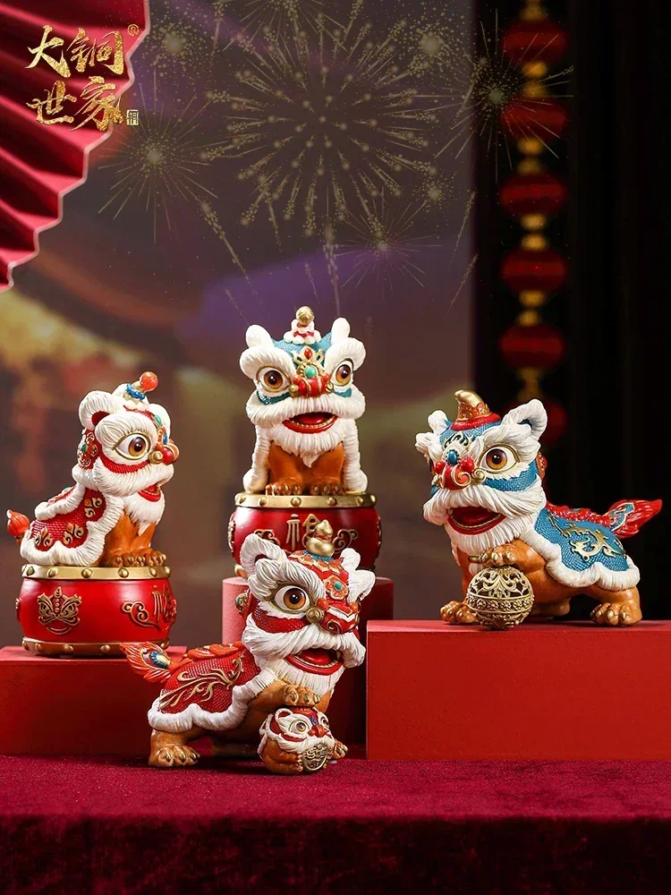 All copper lion ornaments, lion dance home decor, foyer decorations, New Year's greetings, weddings, housewarming, and opening g