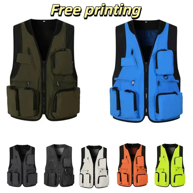 Fishing Vest Mesh Jacket Multifunctional Outdoor Photography Fishing Shoulder Multi Pocket Maintenance Worker Vest