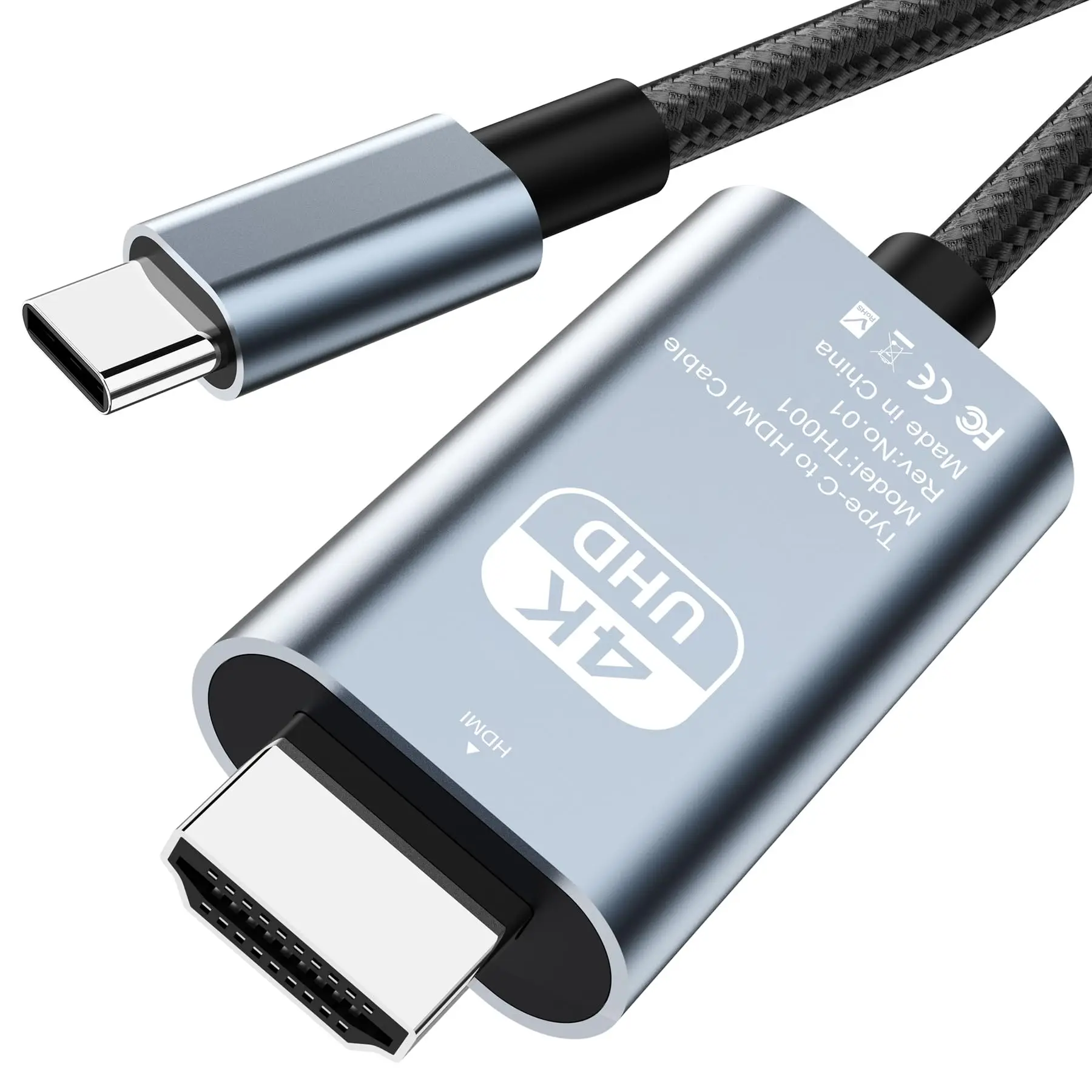 محول HDMI كابل USB من النوع C MHL مضفر 4K HD محول فيديو HDTV سلك لشاشة العرض والتلفزيون متوافق مع HP Laptop MacBook