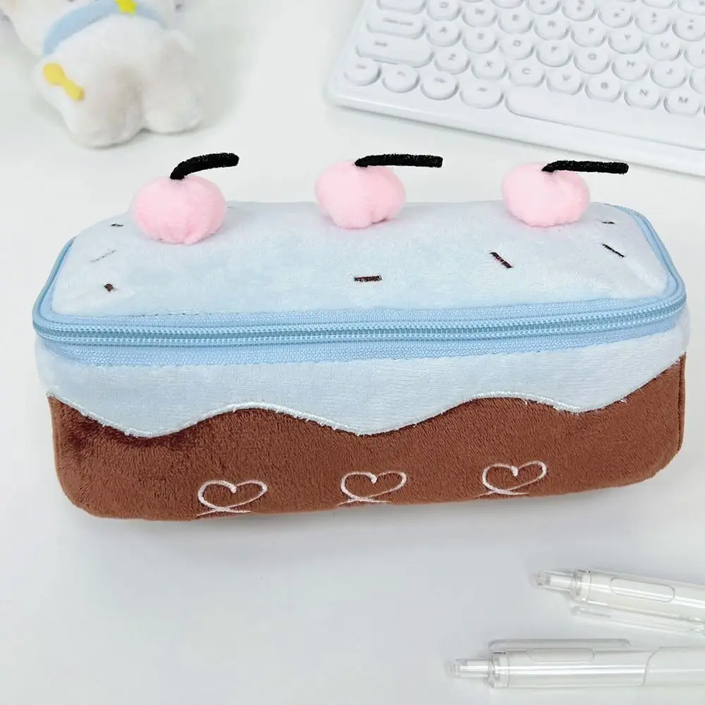 High Quality Pencil Case Large Capacity Cherry Cake Design Pencil Pouch Soft Touch Stationery Bag Students