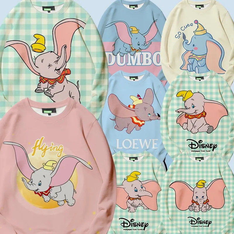 Disney Dumbo Co-named Crewneck Hoodie Female Cartoon Cartoon Clothes Small Loose All Match Children's Coat