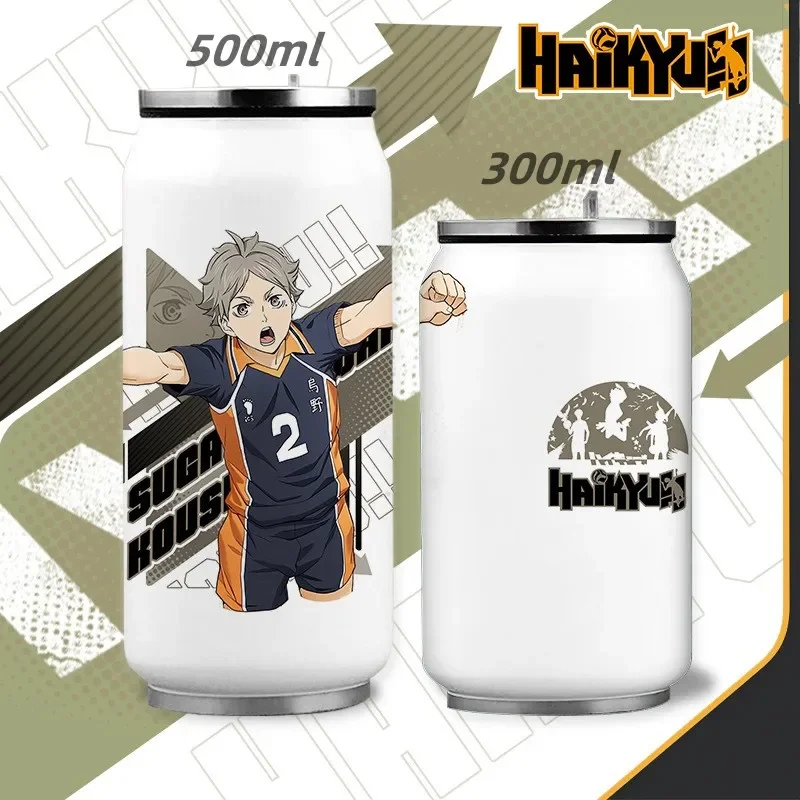 ¡¡Haikyu!! Kozume Kenma-termos de acero inoxidable 304, latas Hinata Shoyo para niños, taza con pajita, regalo periférico de animación de 500ml