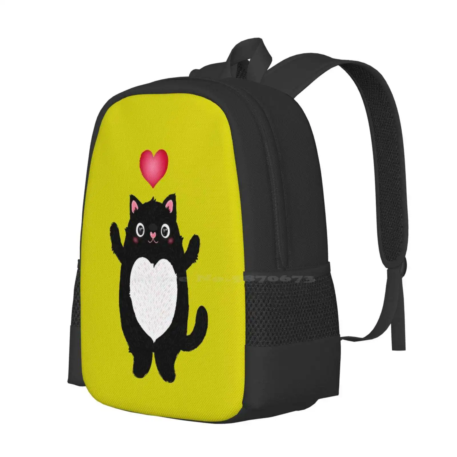 Fat Cat Hot Sale Schoolbag Backpack Fashion Bags Kitty Kitten Cute Feline Domestic Mammal Portrait White Big Funny Fluffy