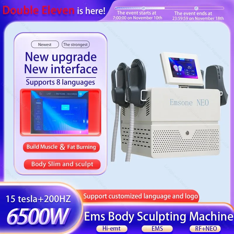 2024 Most advanced 6500W 15 tesla HIEMT body sculpt machine rf Body Contouring Muscle Stimulation Fat Removal