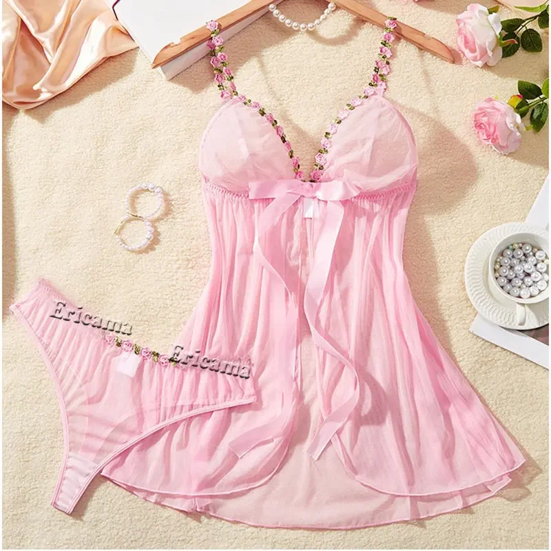 

Sexy Lingerie Set Women Erotic Bra Nightdress Sexy Lace Sleepwear Slim Dresses Pajamas Nightgown Nightwear Sleepwear & Dresses