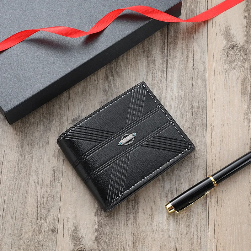 Cartera corta de cuero Pu a la moda para hombre, billetera versión coreana, billeteras de gran capacidad con múltiples tarjetas, tarjetero de identificación de crédito de alta calidad