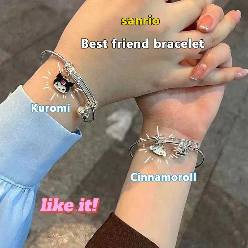 Kawaii Anime Adjustable Bell Bangle Fashion High Color Value Hand Accessories Cute Cartoon Couple Friends Bracelet Present