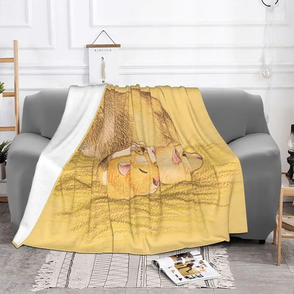 Cute Animal Guinea Pig Blanket Flannel All Season Portable Super Soft Throw Blanket for Bed Travel Bedspread