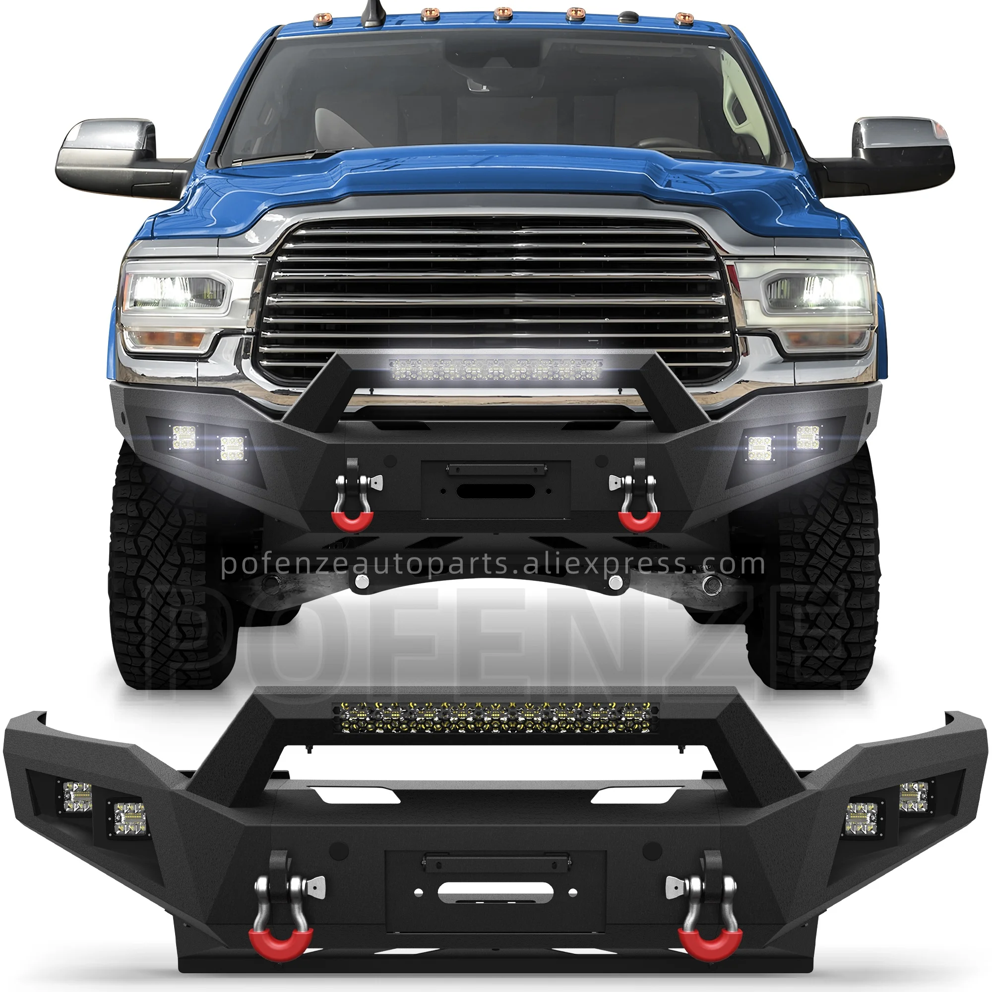 

Dodge Front Bumper Full Width Offroad Bumper /Step Plate, for 2019-2025 Dodge Ram 2500/3500 Pickup Trucks, Dodge Ram Accessories